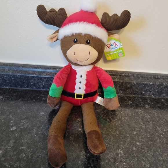 Holiday baby toy Moose Christmas plush w/ rattle - Picture 2 of 5